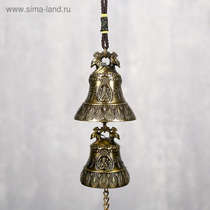 Колокольчик металл "Феникс и будда" 2 колокольчика d=5 и d=4,2 см 29х5х5 см