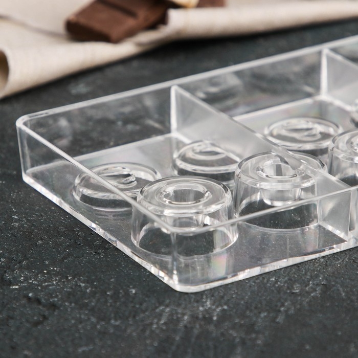 Форма для конфет и шоколада &laquo;Бабл&raquo;, 10 ячеек, 20&times;12&times;2,5 см, d=2,5 см, d=2,7 см, цвет прозрачный