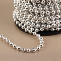 Бусы на нитях, круглые, 4 мм, 9 &plusmn; 1 м, цвет серебряный