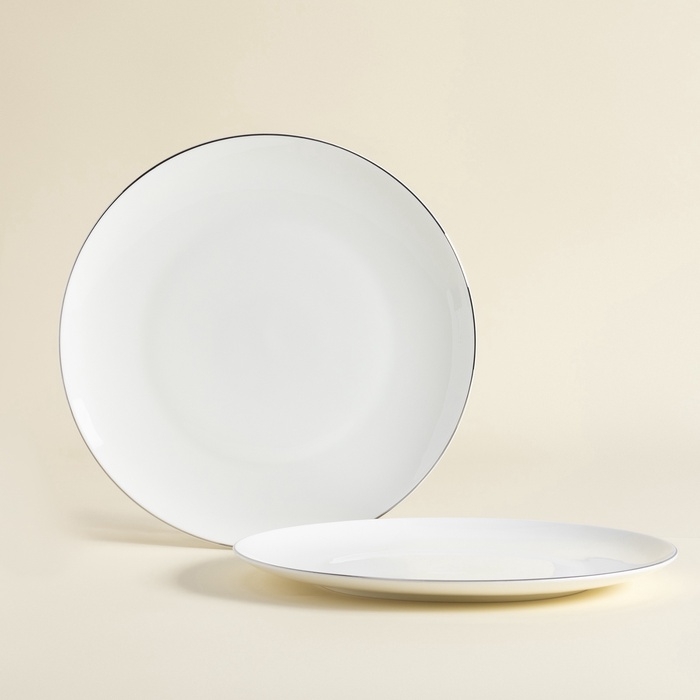 Тарелки SL Home &laquo;Каскарон&raquo;, d=23,3 см, набор 2 шт, костяной фарфор, белые