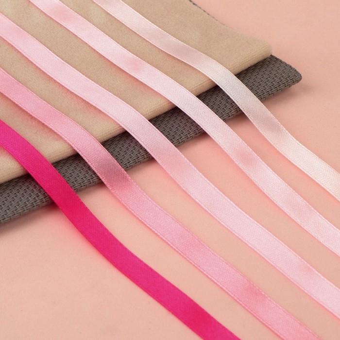 Набор атласных лент, 5 шт, размер 1 ленты: 10 мм &times; 23 &plusmn; 1 м, цвет розовый спектр