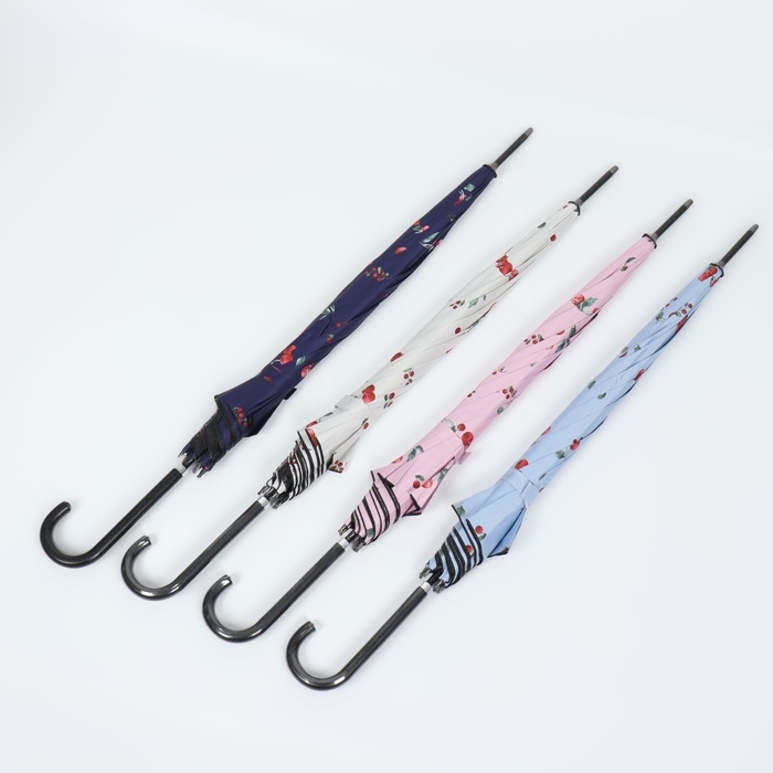 Зонт - трость полуавтоматический &laquo;Вишня&raquo;, эпонж, 8 спиц, R = 51/60 см, D = 120 см, цвет МИКС