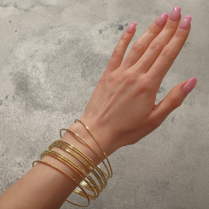 Браслет металл &laquo;Каркас&raquo; тонкая нить, набор 10 штук, цвет золото, 6,5см