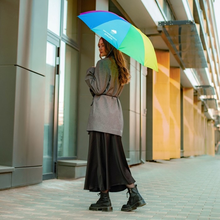 Зонт женский радужный &laquo;Наслаждаюсь дождём&raquo;, 10 спиц.