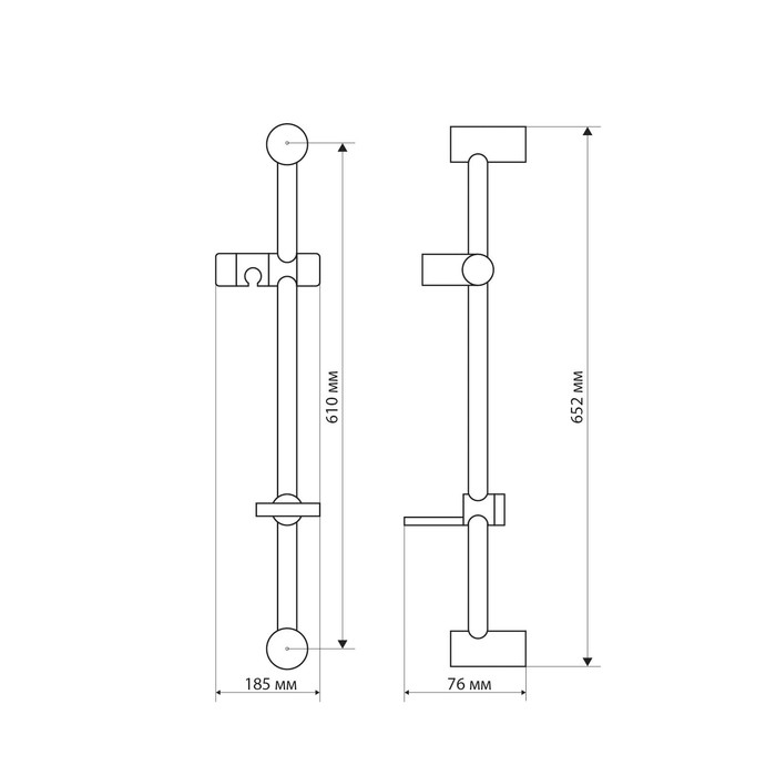 Душевая стойка ZEIN H01, с пластиковой прозрачной мыльницей и крепежом, хром