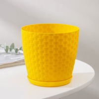 Горшок для цветов с поддоном &laquo;Ротанг&raquo;, 1,2 л, цвет жёлтый