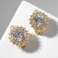 Клипсы &laquo;Подсолнух&raquo;, цвет белый в золоте