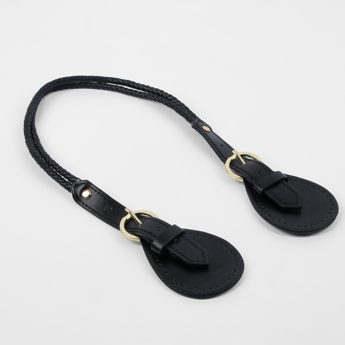 Ручка для сумки, шнуры, 60 &times; 1,8 см, с пришивными петлями 5,8 см, цвет чёрный/золотой