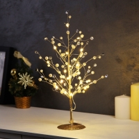 Светодиодный куст &laquo;Капли росы&raquo; 35 &times; 26 &times; 3 см, 10 LED, постоянное свечение, от батареек CR2032х2 (в комплекте), свечение тёплое белое