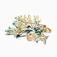 Брошь "Кедровая веточка", цвет коричнево-зелёный в золоте