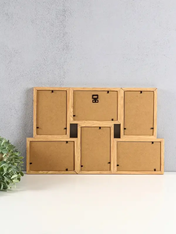 Фоторамка пластик на 6 фото 10х15 см "Двухцветная" бук и белый 29,5х46,5х2 см