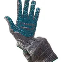 Перчатки садовые, хб, вязка 10 класс, 6 нитей, размер 9, с ПВХ точками, серые, Greengo