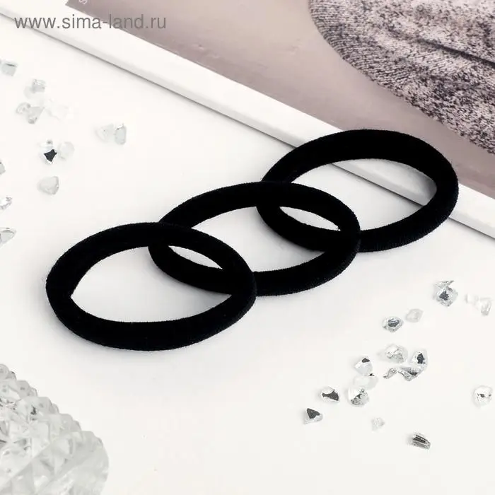 Резинки для волос &laquo;Трио&raquo;, набор 3 шт., классика, 5.5 см, чёрная