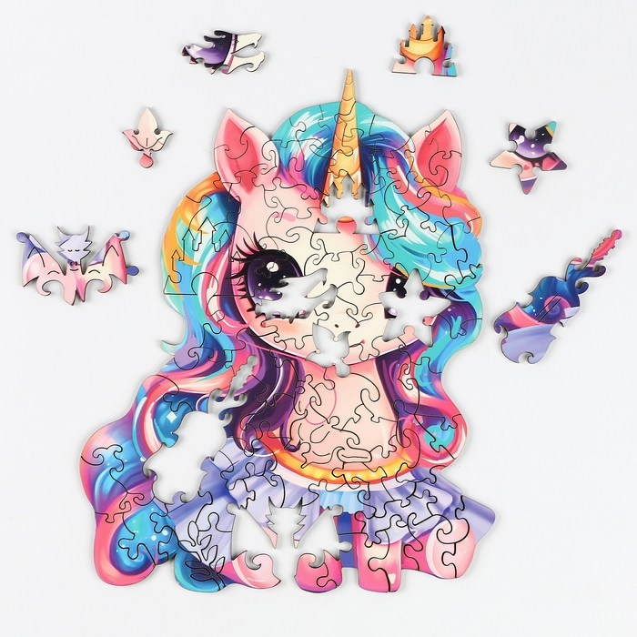 Пазлы деревянные фигурные детские &laquo;Сказочный единорожик&raquo;, 75 элементов