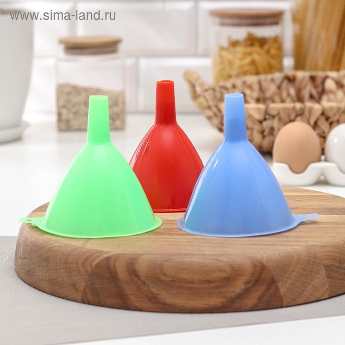 Набор воронок, 3 шт, 9&times;8 см, 8&times;7 см, 6,5&times;6,5 см, цвет МИКС