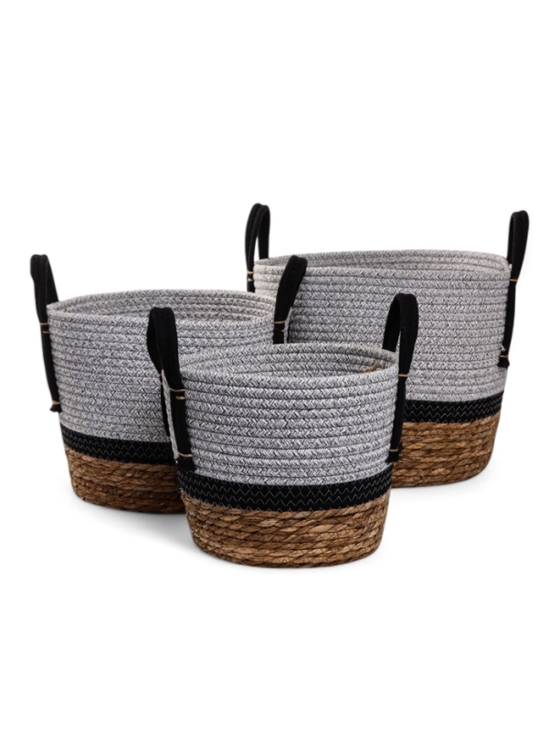 Набор кашпо "Инга" серо-бежевое, 20,5х25/25,5х28/27х33см