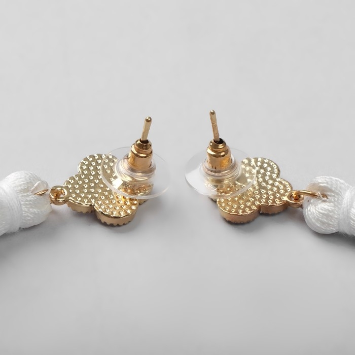 Серьги &laquo;Кисти&raquo;, цвет белый в золоте, L кисти 8,7 см