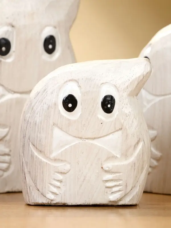 Набор сувенирный "Привидения" дерево H 12, 9, 7 см, цв. светло-серый