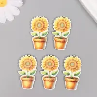 Декор для творчества дерево "Подсолнух в горшке" 4,6х2,5х0,3 см