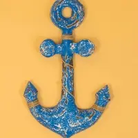 Декор интерьерный "Якорь" дерево 23х2х40 см, цв. ярко-синий