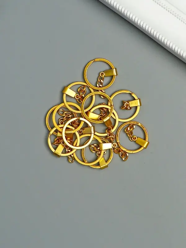 Основа для брелока кольцо металл с плоским креплением золото 3х6 см