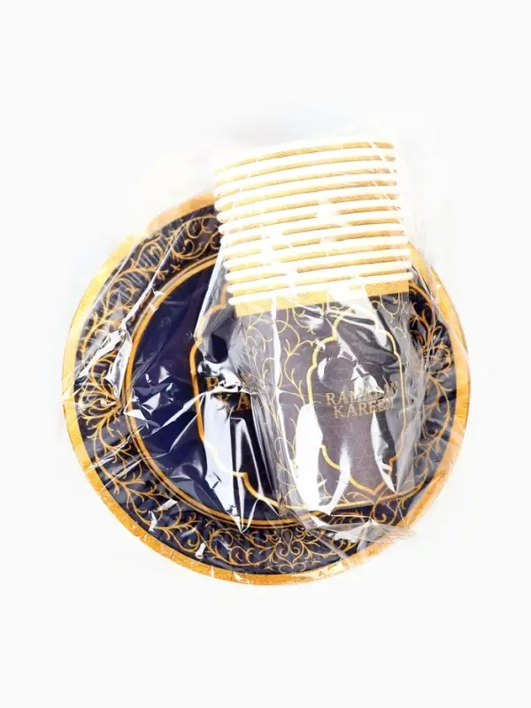 МП Набор бумажной посуды &laquo;Ramadan&raquo;, синий, 12 персон