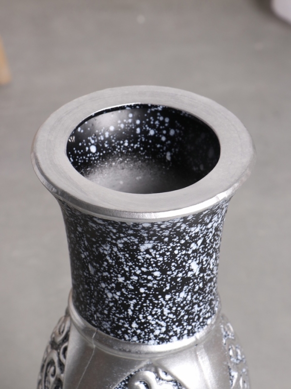 Ваза керамика напольная "Нико" 60х15 см, серебристо-чёрный