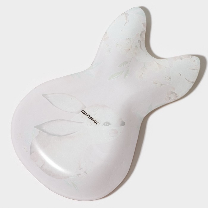 Блюдо стеклянное сервировочное Доляна &laquo;Кролик&raquo;, 21&times;13,5&times;1,8 см, цвет розовый