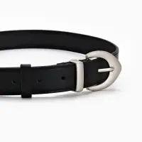 Ремень жен 05-01-02-01, Июнь2506, 3*0,3*110 см, без винта, пряж мат металл, 1 прокол, черный   10903