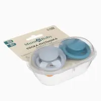 Набор классических пустышек, 2 шт., латекс, серый/серо-синий, в контейнере, от 6 мес., M&B