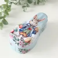 Шкатулка металл "Зайчик с пасхальными яичками" 4,6х7х14,3 см