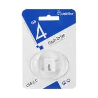 Флешка SmartBuy 004GB LARA, 4 Гб, USB 2.0, чт до 25 Мб/с, зап до 15 Мб/с, белая