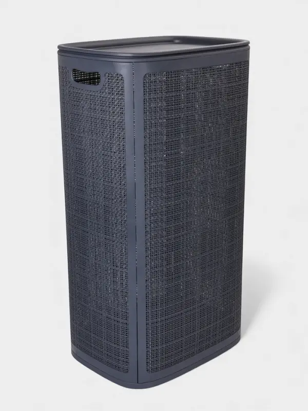 Плетёная корзина для белья с крышкой "Лён" 100л 43&times;32&times;80см, цвет графит