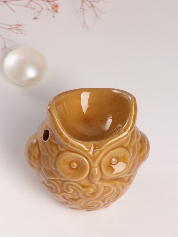 Аромалампа керамика "Ушастая сова" тёмный беж 6,5х11х10,7 см