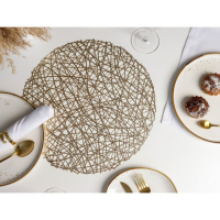 Салфетки сервировочные на стол Доляна &laquo;Паутинка&raquo;, d=38 см, 4 шт, цвет золотой