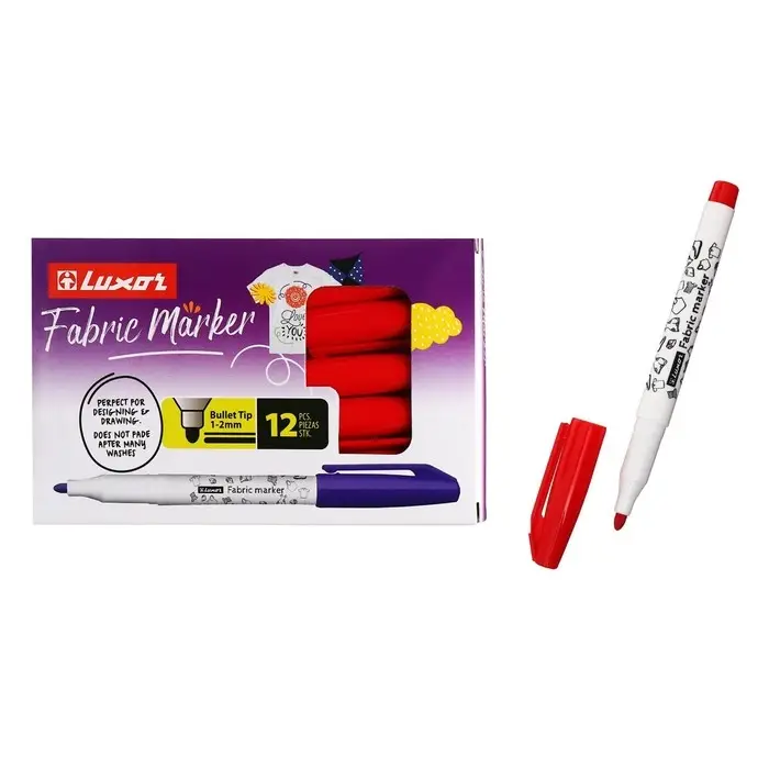 Маркер для ткани 1-2 мм Luxor "Fabric", пулевидный, красный