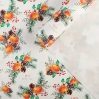 Упаковочная бумага на новый год крафтовая &laquo;Мандариновое настроение&raquo;, 70 х 100 см