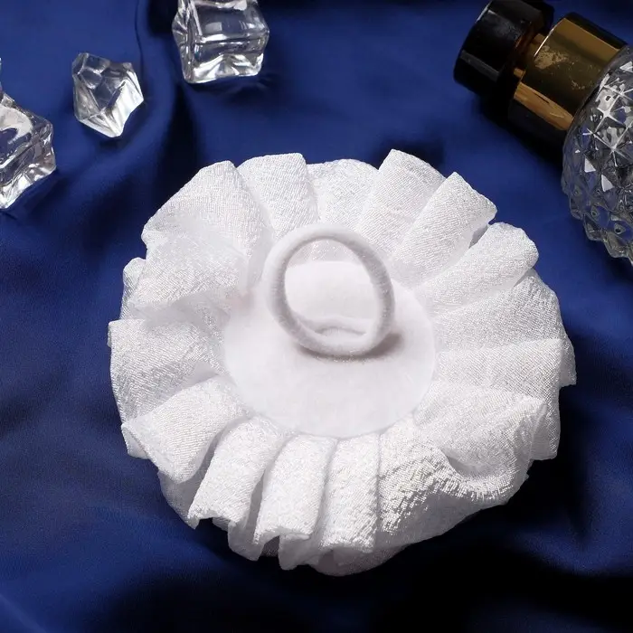 Резинка для волос бант "Школьница" волнушка роза, d-11 см, белый