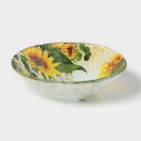 Салатник Доляна &laquo;Подсолнухи&raquo;, d=11,5 см, стекло, рисунок