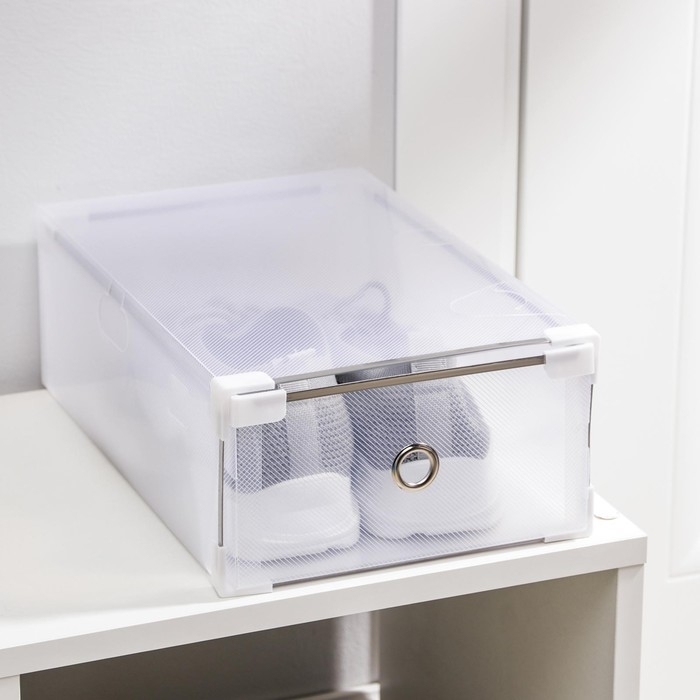 Короб для хранения выдвижной Доляна, 31&times;20&times;11 см, цвет белый