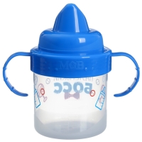 Поильник детский с твёрдым носиком &laquo;Маленький босс&raquo;, 140 мл., с ручками, цвет синий