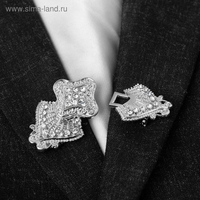 Зажим для кардигана &laquo;Клевер&raquo;, цвет белый в серебре