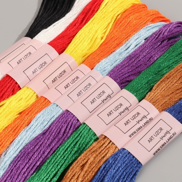 Набор для вышивания крестиком: канва без рисунка 30&times;20 см, нитки 10 шт, пяльцы d = 18 см, иглы 6 шт, шпульки 10 шт, цвет МИКС