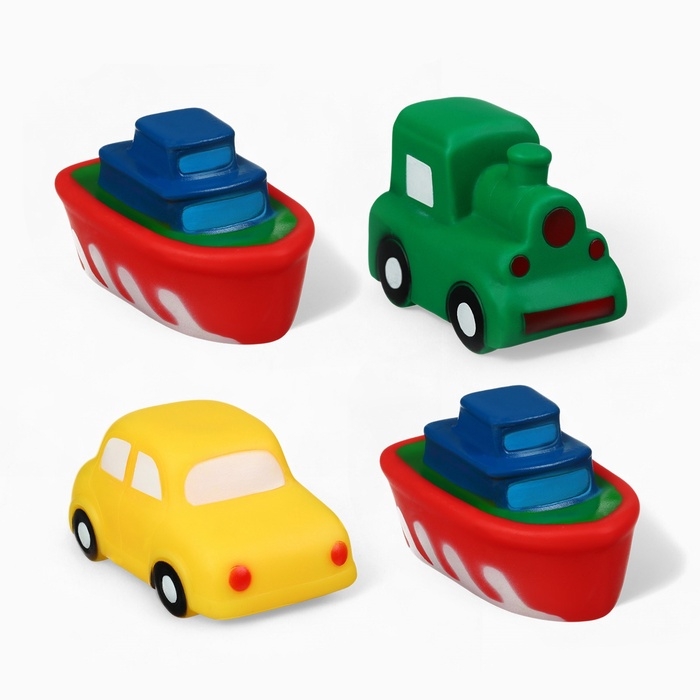 Набор резиновых игрушек для ванны &laquo;Транспорт&raquo;, с пищалкой, 4 шт, Крошка Я