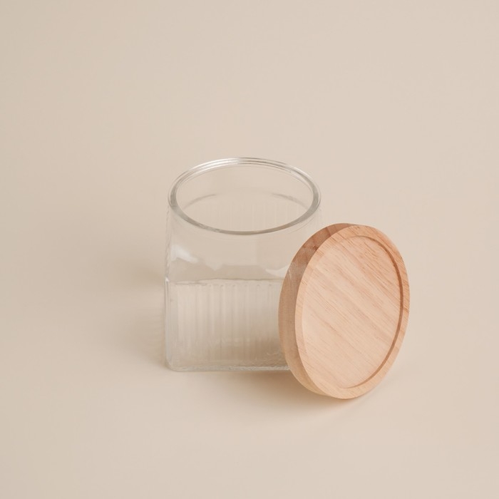 Банка стеклянная для хранения сыпучих продуктов SL Home &laquo;Афины&raquo;, 1 л, 11&times;11,5 см, с деревянной крышкой
