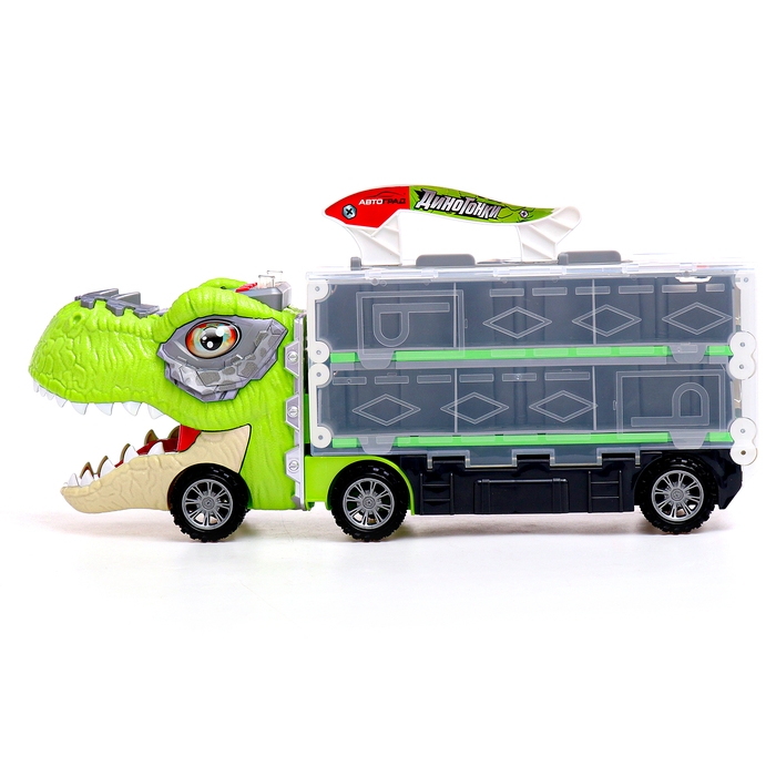 Автовоз-трек &laquo;Диногонки&raquo;, 12 металлических машин, световые и звуковые эффекты