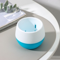 Горшок для цветов с поддоном &laquo;Япония&raquo;, 125 мл, d=8 см, h=6,5 см, цвет белый-бирюзовый