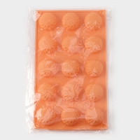 Форма для конфет и шоколада &laquo;Цветы. Хризантема&raquo;, силикон, 29&times;17&times;2 см, 15 ячеек, цвет оранжевый