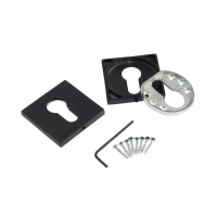 Накладка на цилиндровый механизм LOCKLAND, квадратная, с креплением, цвет черный