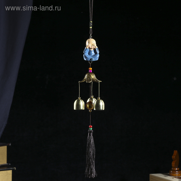 Музыка ветра металл "Маленький будда" 3 колокольчика МИКС 40 см